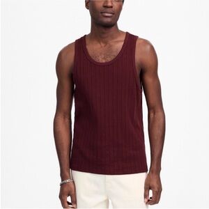 NWT Madewell Textured Tank Top | Deep Plum | XL | Men's Ribbed Sleeveless Shirt